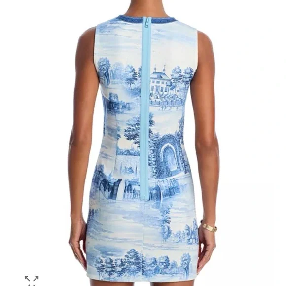 Alice + Olivia Blue and White Midi Dress